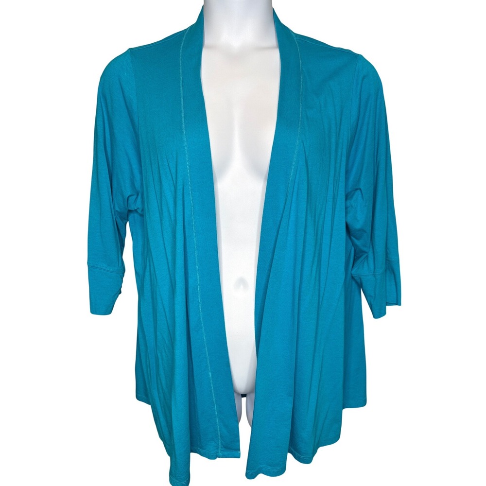 Carole Hochman Heavenly Soft Sleepwear Women Teal Open Front Cardigan Robe Sz 1X